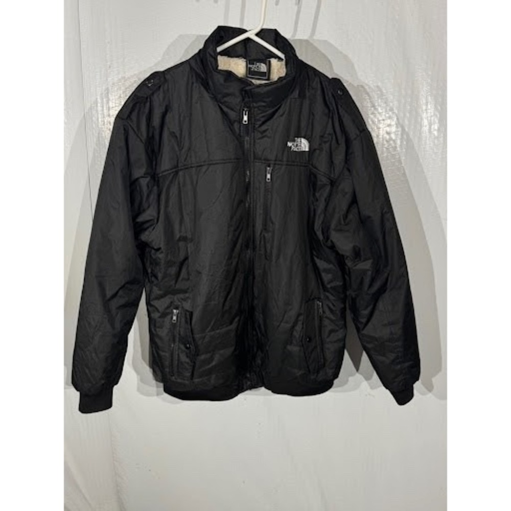 Vintage The North Face Sherpa Lined Bomber Jacket Men's XL Black Winter Coat
